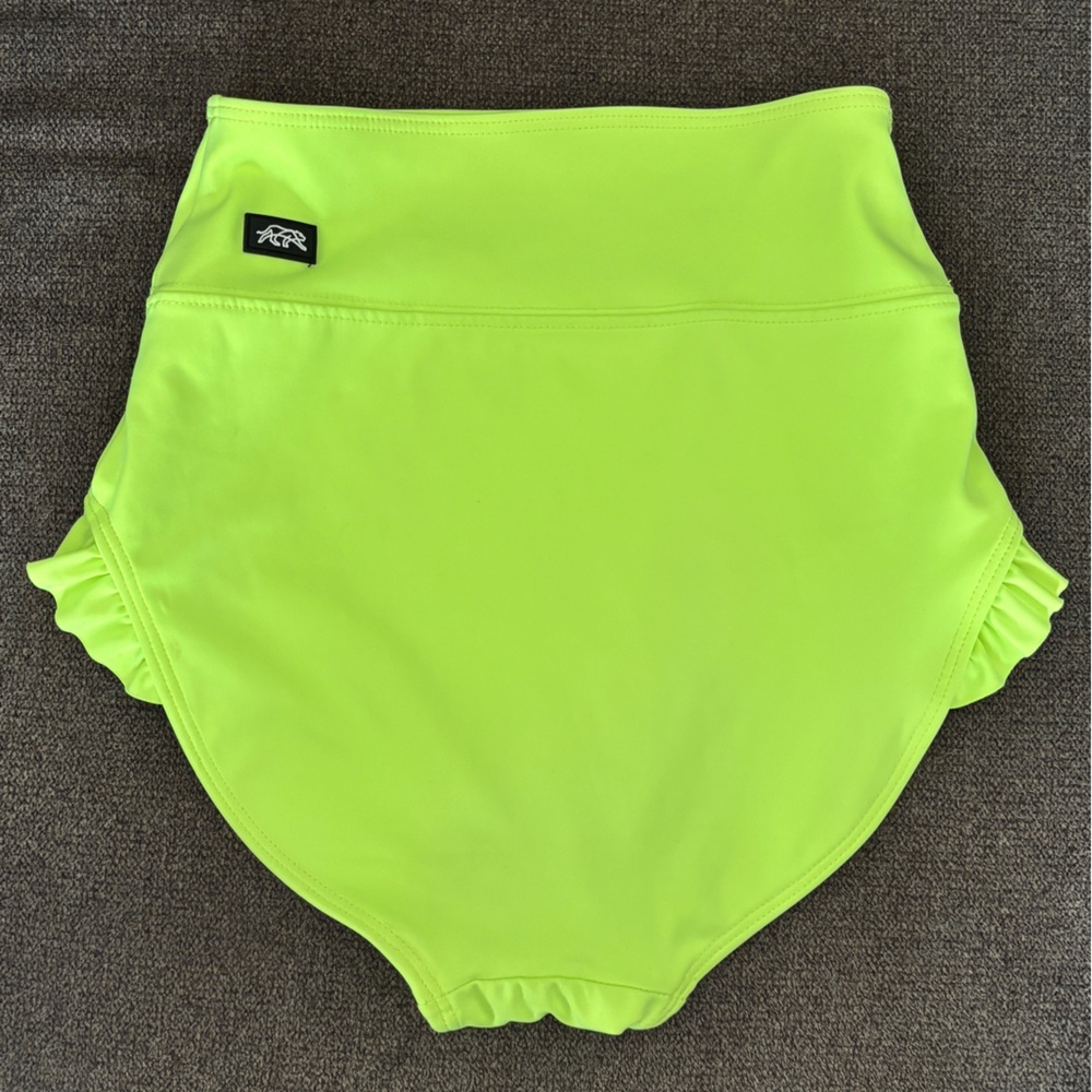 Tiger Friday Neon yellow high waist brief with side ruffle trim